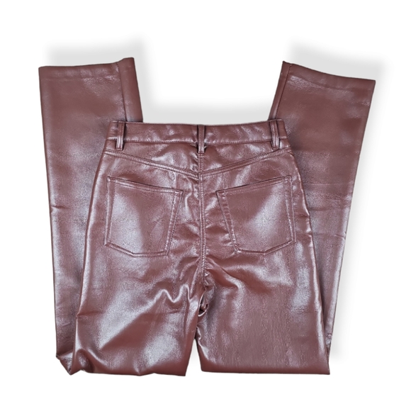 NWOT Aritzia Wilfred Melina Vegan Leather Pants Straight Leg Burgundy Size 4 - Picture 10 of 14